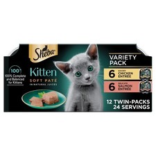 Twin-Pack Trays of Kitten Variety Flavors Pate Wet Cat Food 2.6 Oz 12 Pack