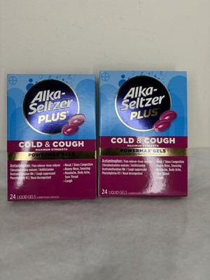2-Alka-Seltzer Plus PowerMAX Gel Cold Cough 24 ct Congestion Relief  Exp 12/2027