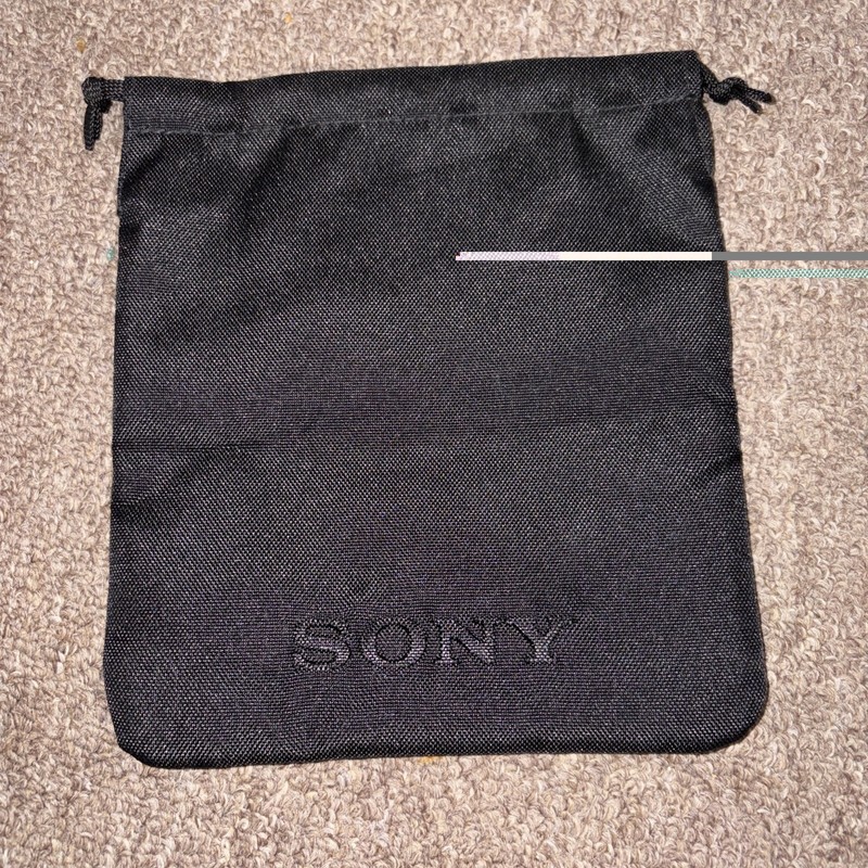 Sony Black Canvas Drawstring Headphones Pouch Bag 8.5x7 Inch NEW, Free Shipping!