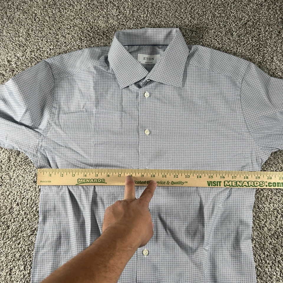 ETON Contemporary Shirt Mens 42-16.5 Blue Designer Long Sleeve Button Up Classy - Image 3 of 4