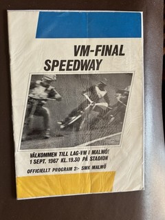 World Team Cup Final Speedway Programme Malmo Sweden 1:9/1967