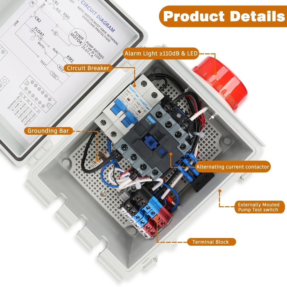 Upgraded Septic Control Panel with Septic Alarm, Pump Circuit Breaker ...