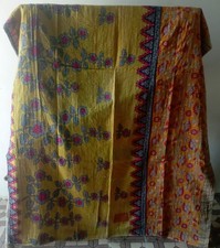 Indian Handmade Quilt Vintage Kantha Bedspread Throw Cotton Blanket Quilt Twin