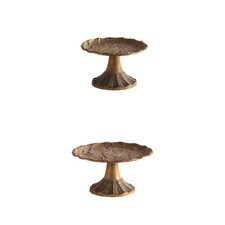2 Pieces Pedestal Dish Antique Metal Pedestal Tray Elegant for Tabletop Display