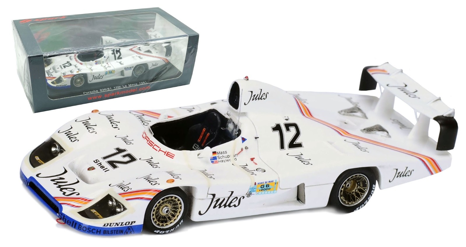 Spark S4433 Porsche 936/81 #12 Le Mans 1981 - Mass/Schuppan/Haywood 1/43 Scale