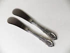 WALLACE ROSE POINT STERLING SILVER HANDLE PADDLE BUTTER KNIFE 6 1/4" NO MONO (2)
