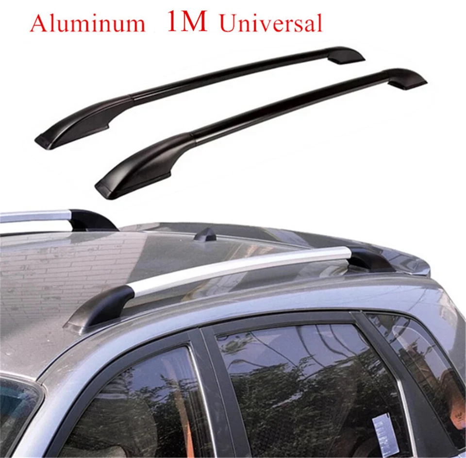 1M Aluminum Alloy Car Top Luggage Rack Side Rails Bars Only For Car Decoration Foto 4 de 4