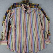 Paul Fredrick Sport Shirt Mens Medium Casual Button Down Long Sleeve Lot of 2