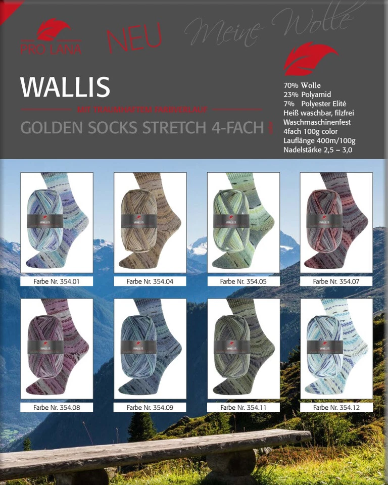 "Pro Lana Golden Socks Stretch Wallis" 100g Sockenwolle Strumpfwolle 4fach