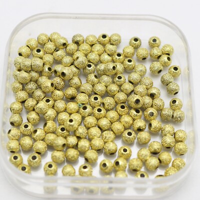 1000 Gold Glitter Acrylic Round Beads 4mm(0.16'') Spacer Finding