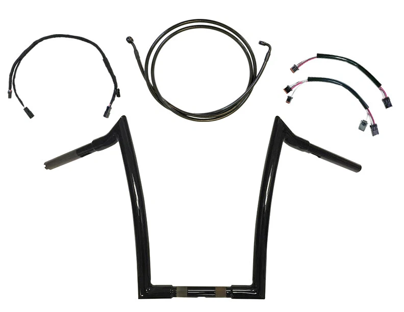 Kit de manillar Harley Street Bob negro 12,14 o 16" Monkey Bar 2018-2023 hecho en EE. UU. Foto 3 de 4