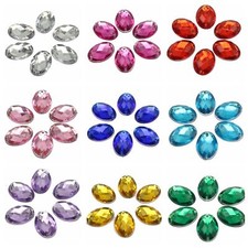 100 Flatback Acrylic Faceted Oval Sewing Rhinestone Gems 13X18mm Sew on beads