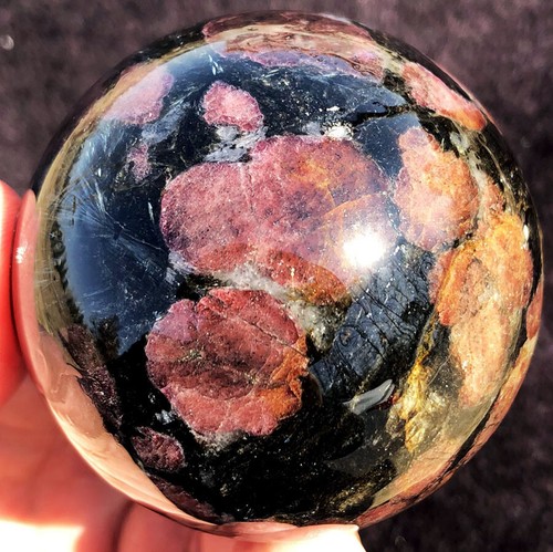 2,50"456g Goldblitz russische Astrophyllit rote Granat & Pyritkugel ip1744 - Bild 3 von 12