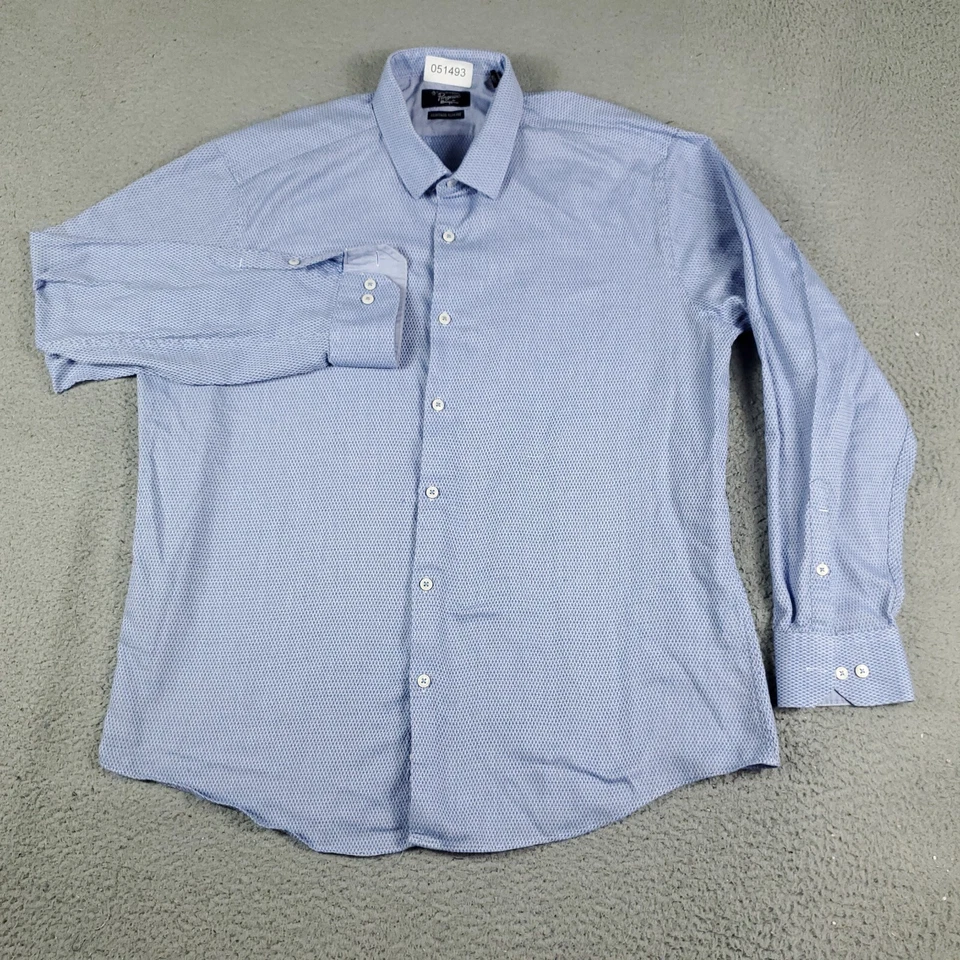 Penguin Shirt Mens Size 17 Blue Dress Button Up Long Sleeve - Image 2 of 4