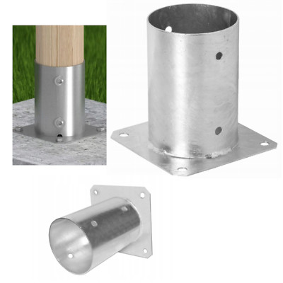 Round Fence Post Bolt Down Heavy Duty Galvanised Circular Base Support ...