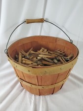 Vintage Aber Red Basket with Wooden Clothes Pins - FREE SHIPPING