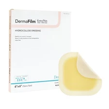 DermaFilm Hydrocolloid Wound Dressing Thin with Border 6" x 6" BX of 5