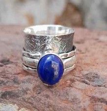 Lapis Lazuli Solid 925 Sterling Silver Spinner Popular Women Ring All Size M1017