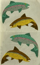 RAINBOW SALMON Stickers(4pc)Mrs. Grossman's•Fishing•River•Swimming •Colorful•