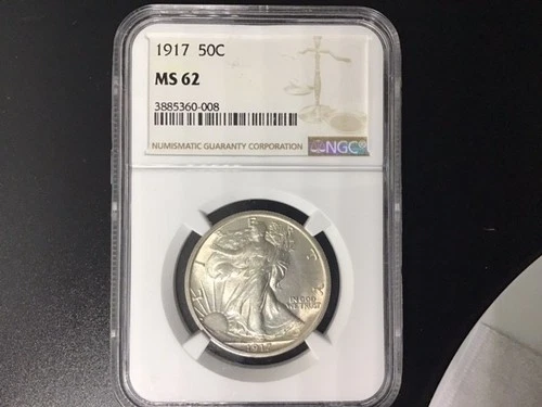 🔥 1917 Walking Liberty Half Dollar – NGC MS62 – Beautiful Early MS62 Walker🔥
