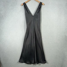 VINTAGE Val Mode Slip Dress Night gown Black Women Medium Lingerie Satin USA