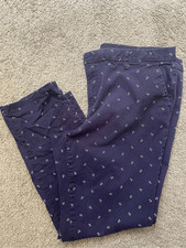 Tommy Hilfiger Womens Straight Leg Boat Anchor Navy and White Size 16 Pants