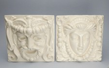 Pair of Face Tiles Noble Couple Jugendstil Art Nouveau Reproduction 6in x 6in