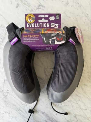 NEW Cabeau Evolution S3 Travel Neck Pillow Memory Foam Grey & Black with Case