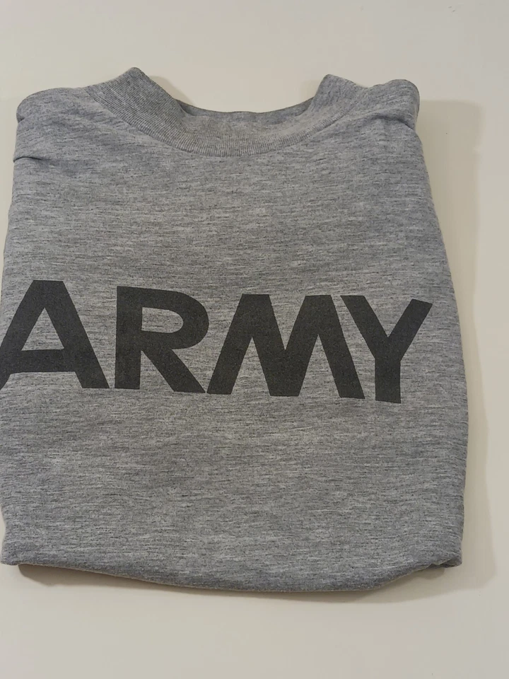 Lot 2x Army Gray Long Sleeve Military Double Sided T Shirt Men's Large Oversized - Image 4 of 4