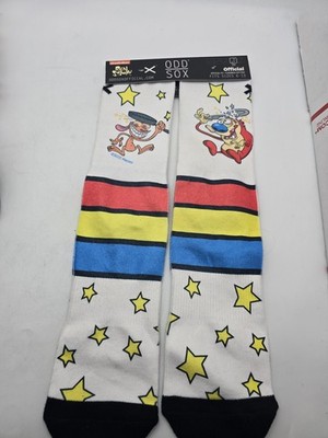 NWT New Nickelodeon Odd Sox Ren And Stimpy Ren Crew Socks New Rare