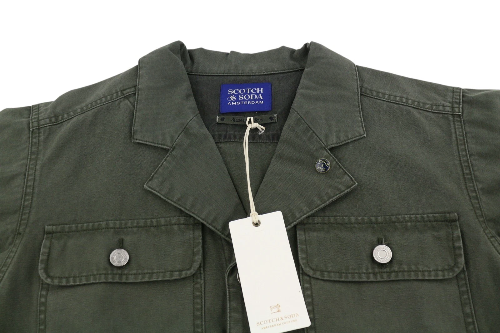 SCOTCH & SODA Men's Jacket M Dark Green Button-Up Oversized Unisex Lightweight - product detail image 5