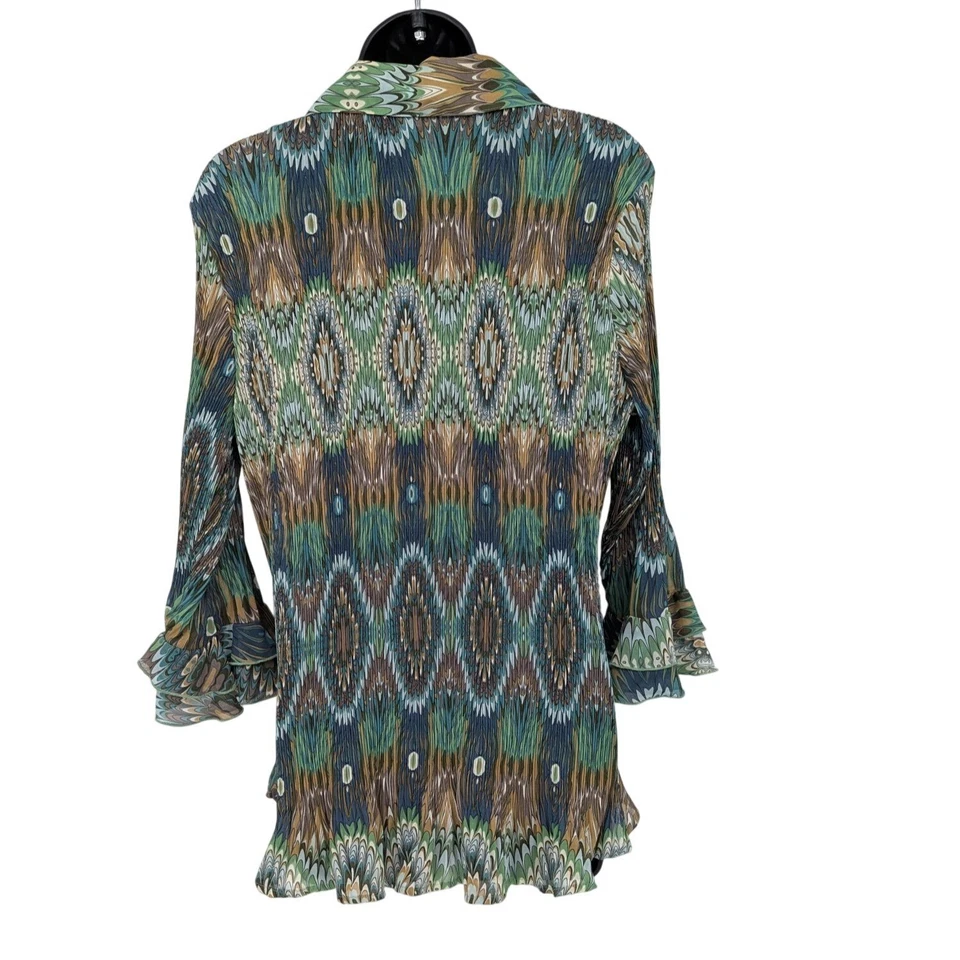 Top Essential by Milano Plisado con Botones Talla XL Pavo Real Boho Y2K Manga Campana Foto 2 de 4