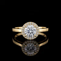 Round Moissanite Halo Ring 925 Sterling Silver Engagement Promise Ring