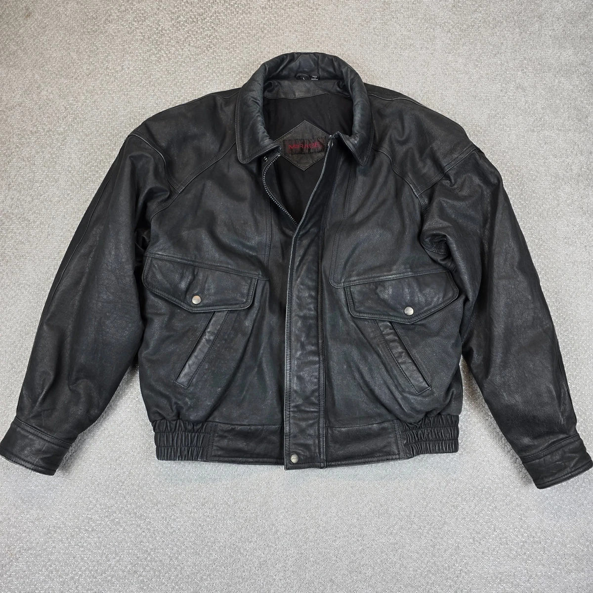 MIRAGE ブラックレザージャケット 25+ Mirage Leather Outer Shell Coats, Jackets & Vests for Men for