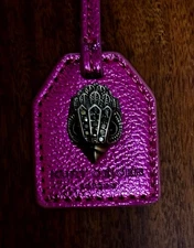 New Kurt Geiger Fuchsia Pink Purse Charm Hang Tag w/Signature Sparkle Bird Head