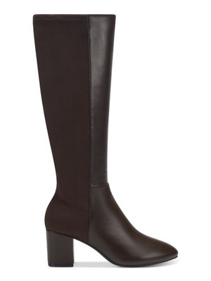 CHARTER CLUB Womens Brown Mixed Media Sacaria Almond Toe Block Heel Boots 9 M