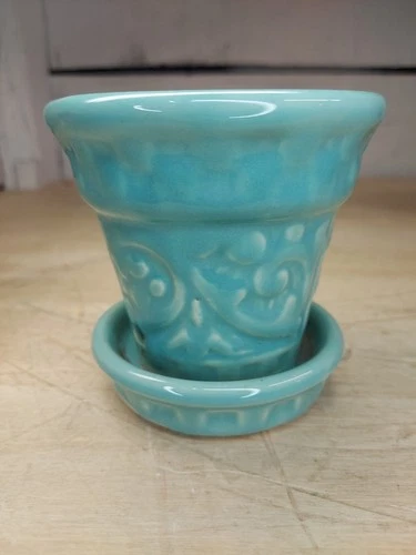 Vintage Turquoise Shawnee Pottery Planter 3 1/2"