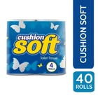 40 x Cushion Soft White Toilet Roll/Paper/Tissue 2 Ply - 24m Per Roll - Quilted