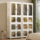 Portable Folding Closet Wardrobe with Wheels Large Storage Dustproof Organizer