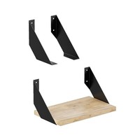 Qls RegalträGer 2 StüCk FüR Wandregal 21X10X4 Cm Schwarz Stahl 11099