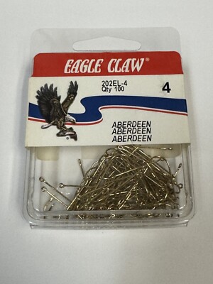 Qty 100 ~ Eagle Claw 202EL-4 Aberdeen Fishing Hook Size 4