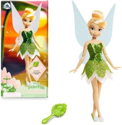 Tinker Bell Classic Doll & Brush Disney Store Peter Pan 10'' NIB Sealed NEW