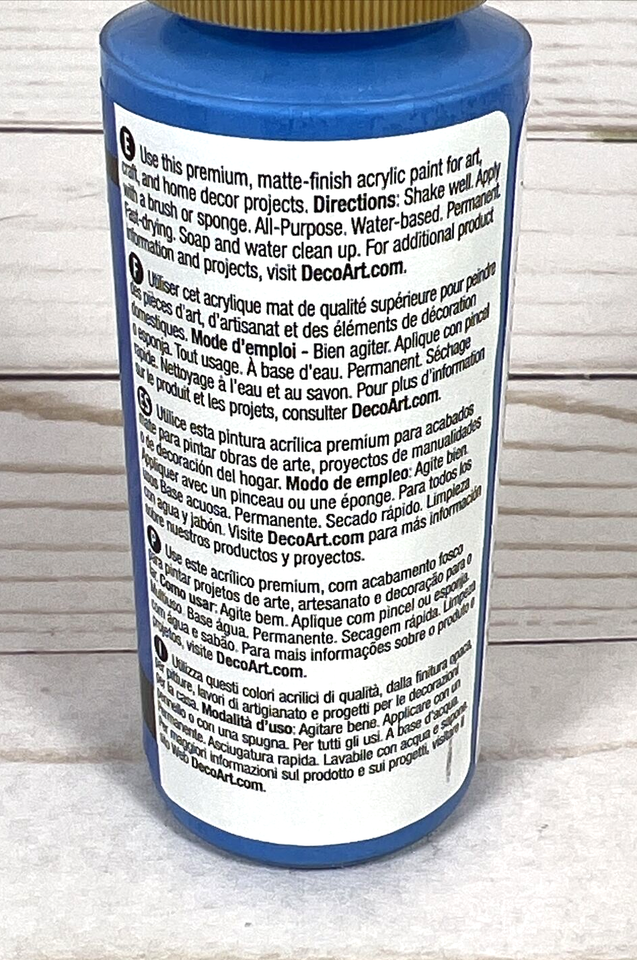 DecoArt Americana Acrylic Paint, 2 Oz - Ocean Blue, Premium All-Purpose Craft Paint