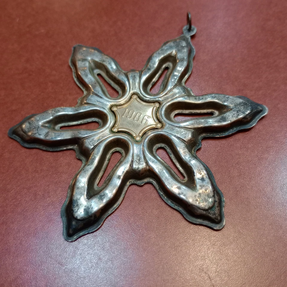 Gorham 1986 Anual Copo de Nieve Adorno Plata Esterlina Oro Relleno Centro 925 Foto 2 de 4