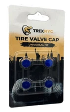 TrexNYC Tire Valve Caps , Universal Stem Covers for Cars, 4pcs, Blue