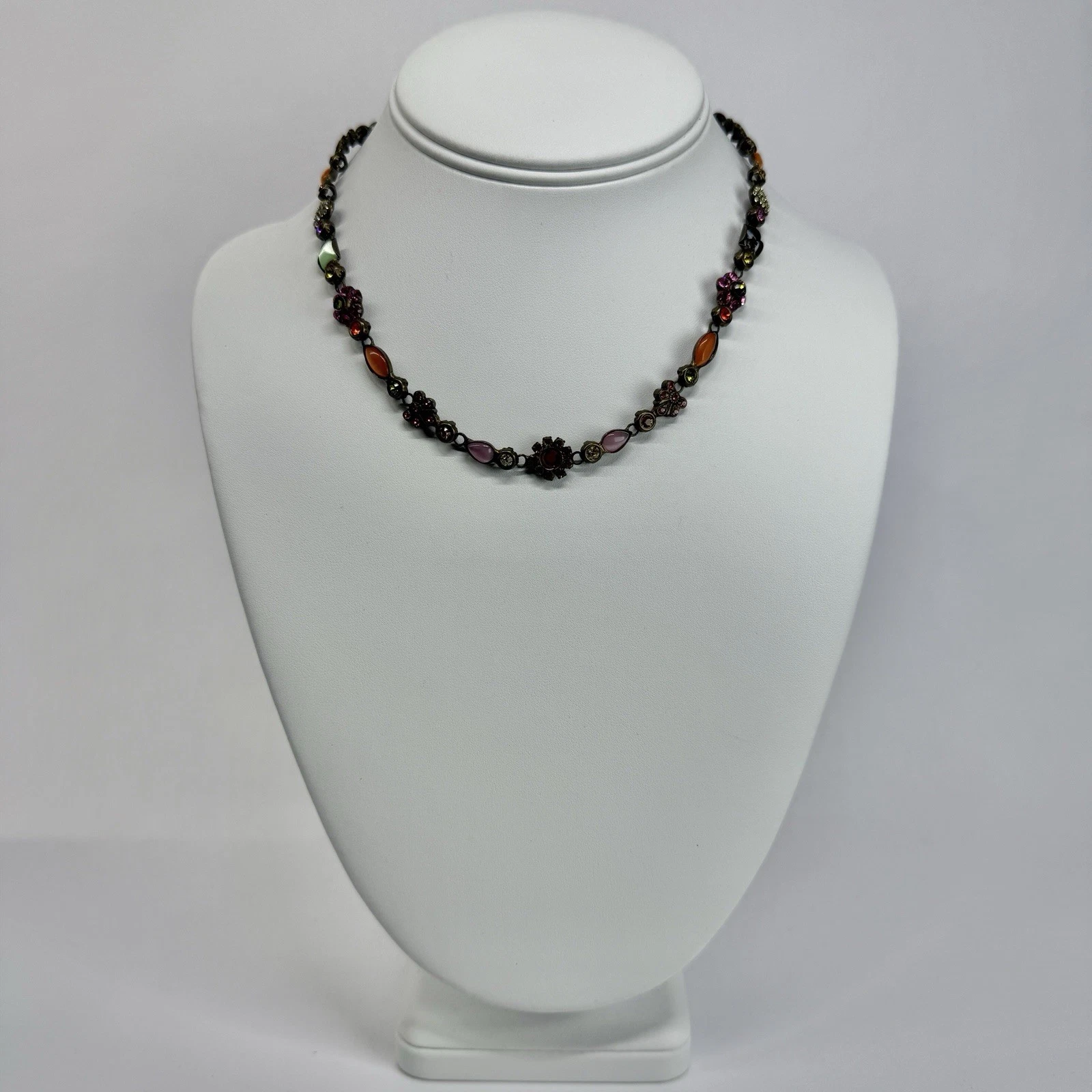 SORRELLI Swarovski Crystal Multicolor Floral Vintage Necklace Jewelry N388