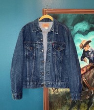 Vintage Levi  s 70505 0217 Denim Trucker Jacket USA Made Sz 40 Rare Blank Red Tab