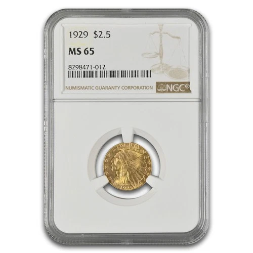 1929 $2.50 Indian Gold Quarter Eagle MS-65 NGC