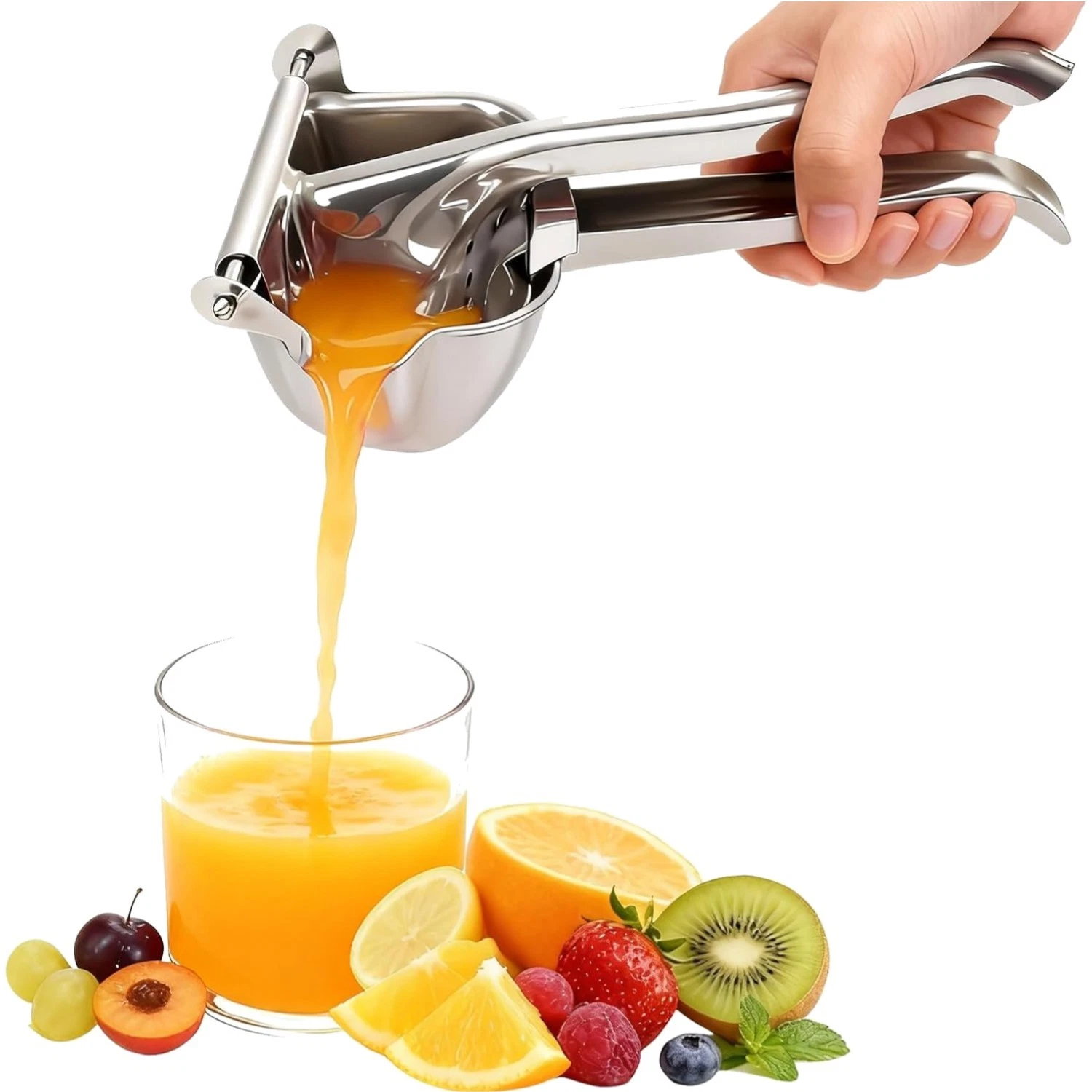 Elegant Manual Citrus Squeezer for Oranges & Limes - Durable Stainless Steel
