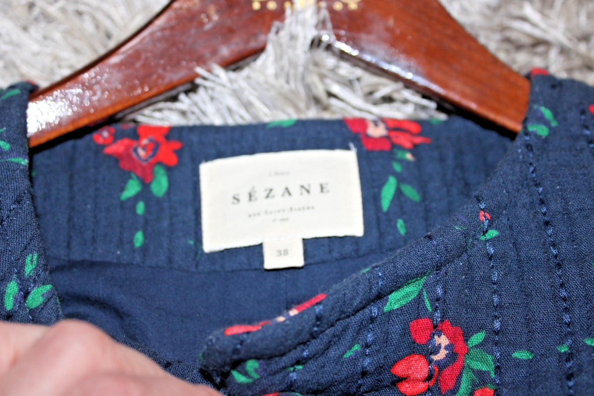 Sezane Dakota Navy Red Floral Womens Jacket Size 38 Worn Once | eBay